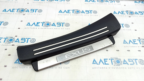 Door sill trim rear left Lexus LS460 LS600h 07-12 black, with chrome trim, bumps on chrome, scratches, broken fastener