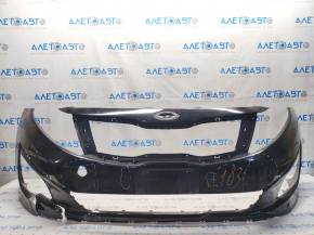 Front bumper bare Kia Optima 14-15 rest, black ABP, cracked, broken fastenings, scratches, fractures, pressed