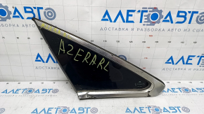 Rear left blind window glass Hyundai Azera 12-17 with chrome molding, molding defect, scratch on glass