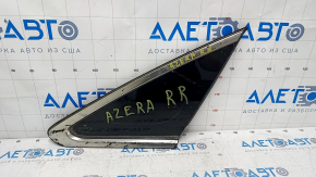 Blind window glass rear right Hyundai Azera 12-17 with chrome molding, scratches on chrome, scratch on glass