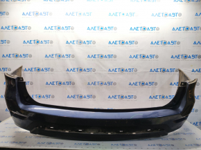 Bare rear bumper Nissan Pathfinder 13-16 pre-rest, blue RBG, without parking sensors, scratches, pressed
