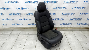 Passenger seat Mazda CX-5 17- without airbag, black leather, Alcantara insert, mechanical with heating, driftwood, dented, for dry cleaning
