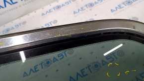 Window blind glass rear left Mazda CX-7 06-09 scratches on glass, scratches on chrome, tear of seal