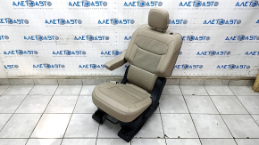 Seat 2nd row left Ford Explorer 20 - beige leather, perforated with heating, mechanical, for dry cleaning, scratches on plastic