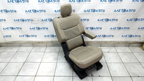 Seat 2 row right Ford Explorer 20 - beige leather, perforated with heating, mechanical, for dry cleaning, scratches on plastic