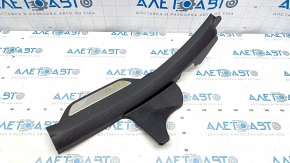 Rear right door sill trim Hyundai Sonata 11-15 black, with chrome trim, worn