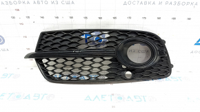 Lower grille of the front bumper left Audi Q5 8R 13-17 rest, s-line, matt+gloss, black insert, under fog lights, dented