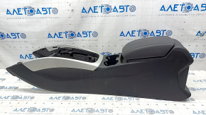 Central console armrest and cup holders Audi Q5 8R 09-17 black with gray insert, scratches