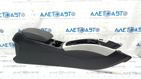 Central console armrest and cup holders Audi Q5 8R 09-17 black with gray insert, scratches