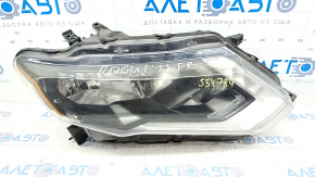 Headlight front right Nissan Rogue 17- bare halogen, sand