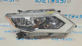 Headlight front right Nissan Rogue 17 - bare, halogen, scratches, sand, broken chip mount