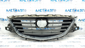 Radiator grill grill Mazda CX-9 16- without emblem, with chrome inserts, under podium, dented chrome, butt on chrome