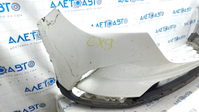 Front bare bumper Mazda CX-9 16 - without parking sensors, white, crack, broken fasteners