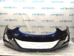 Front bumper bare Hyundai Elantra UD 11-13 prerest, blue S7U, scratches, tears, torn, broken fasteners