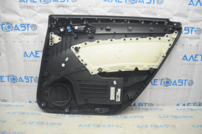 Door trim card rear left VW Passat b7 12-15 USA black with black insert leather, armrest leather, molding gray gloss, broken fasteners