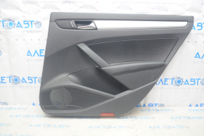 Door trim card rear right VW Passat b7 12-15 USA black with black insert leather, armrest leather, molding gray gloss, broken fasteners