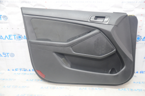 Door trim card front left Kia Optima 11-15 black with gray insert cloth, armrest leather scratches