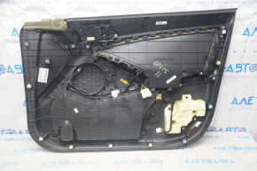Door trim card front left Kia Optima 11-15 black with gray insert cloth, armrest leather scratches