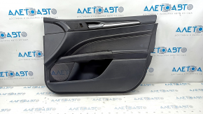 Door trim card front right Ford Fusion mk5 17-20 titanium, black leather, with backlight, with black insert, scratches, whitened plastic