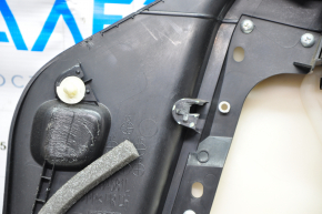 Door trim card front left Mazda 3 14-18 BM black with black insert cloth, armrest leather, overlay leather scratch, broken guide