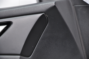 Door trim card front left Mazda 3 14-18 BM black with black insert cloth, armrest leather, overlay leather scratch, broken guide