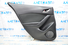 Door trim card rear left Mazda3 14-18 BM black with black insert cloth, armrest plastic, scratches