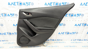 Door trim card rear right Mazda 3 14-18 BM black with black insert cloth, armrest plastic, scratches