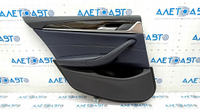 Door trim card rear left BMW 5 G30 17-23 leather dark blue, insert under dark wood, gloss, tear