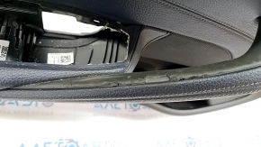 Door trim card front left BMW 5 G30 17-23 leather dark blue, insert under dark wood, gloss, handle defect