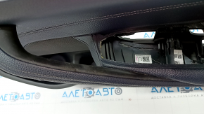 Door trim card front right BMW 5 G30 17-23 leather dark blue, insert under dark wood, gloss, handle defect
