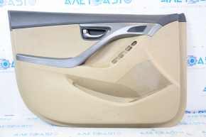 Door trim card front left Hyundai Elantra UD 11-13 prerest, beige, insert leather with perforation, armrest leather. for cleaning, rubbed