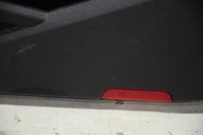 Door trim card front right VW Passat b7 12-15 USA black with black insert leather, armrest leather, molding gray gloss scratch, broken fastener