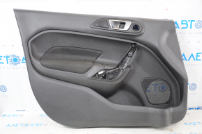 Door trim card front left Ford Fiesta 11-19 black plastic, armrest cloth, no handle cover, scratches