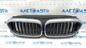 Radiator grill assembly BMW 5 G30 17-20 with radiator deflector blinds, chrome, sand