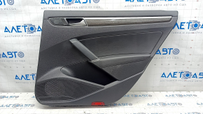 Door trim card rear right VW Passat b8 16-19 USA black leather with dark gray wood trim, scratch