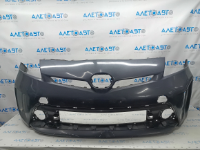 Front bumper bare Toyota Prius 30 13-15 rest, graphite, dented, tear, pressed, fracture crepe, scratches