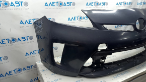 Front bumper bare Toyota Prius 30 13-15 rest, graphite, dented, tear, pressed, fracture crepe, scratches