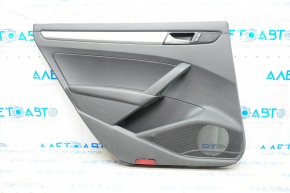 Door trim card rear left VW Passat b7 12-15 USA black with black insert leather, armrest leather, molding gray gloss, broken crepe