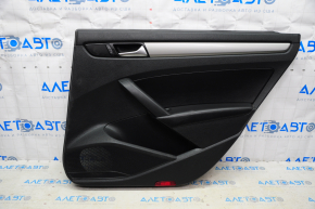 Door trim card rear right VW Passat b7 12-15 USA black with black insert leather, armrest leather, molding gray gloss, break crepe