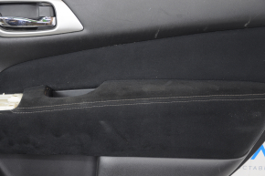 Door trim card rear right Nissan Pathfinder 13-20 black with black insert cloth, armrest cloth, scratches, for dry cleaning