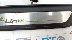 Door sill trim outer front left BMW 5 G30 17-23 Sport Line, with backlight, corrosion, trim peeled off, scratches