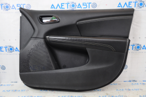 Door trim card front right Dodge Journey 11- black with black insert leather, armrest leather, gray stitching, scratches