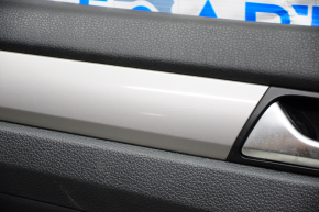 Door trim card front left VW Passat b7 12-15 USA black with black insert leather, armrest leather, molding gray gloss, tears, broken crepe, scratches