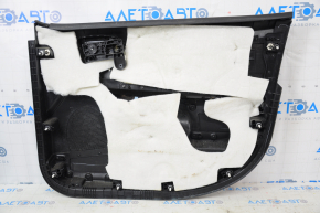 Door trim card front left Dodge Journey 11- black with black insert leather, armrest leather, gray stitching, dented armrest, scratches, needs cleaning