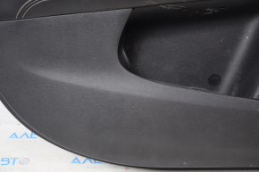 Door trim card front left Dodge Journey 11- black with black insert leather, armrest leather, gray stitching, dented armrest, scratches, needs cleaning