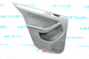 Door trim card rear left VW Jetta 11-18 USA black with black insert plastic, armrest leather, molding gray gloss type 1 scratches