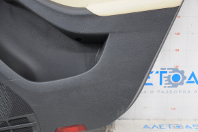 Door trim card rear right VW Jetta 11-18 USA black with beige insert leather, armrest leather, molding beige, scratches