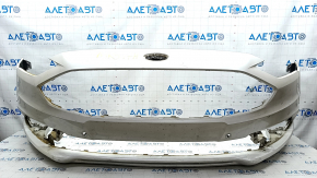 Front bumper bare Ford Fusion mk5 17-18 for 4 parking sensors and Park Assist, white, scratches