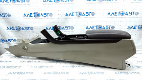 Central console armrest Ford Fusion mk5 17-20 gray, brown leather, worn armrest