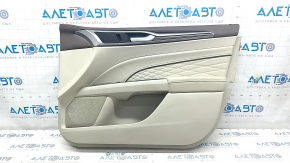 Door trim card front right Ford Fusion mk5 17-20 titanium, grey leather, with grey insert under a diamond, insert under a tree, upper overlay brown, scratches, scuffed